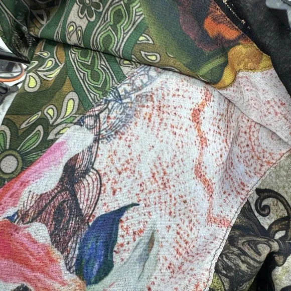Desigual Womens Artsy Mixed Print Floral Art To Wear XS Garden Fairy Top Lined - Picture 12 of 12
